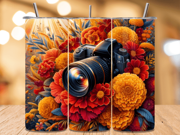 Download Dslr Golden Autumn Blooms Tumbler Wrap - Gold Collection