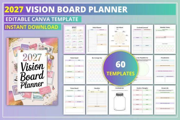Download Editable 2027 Vision Board Planner - Editable Collection