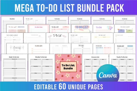 Download Editable Mega to Do List Bundle Pack KDP - Editable Collection