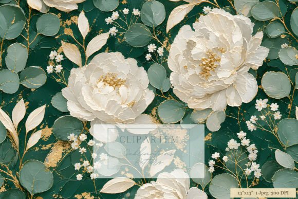 Download Emerald Peony Gold Floral Pattern - Gold Collection