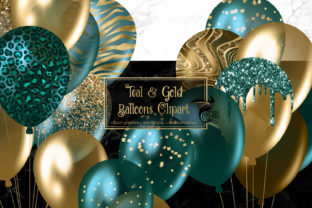 Download Teal and Gold Balloons Clipart - Gold Collection
