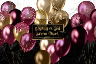 Download Burgundy and Gold Balloons Clipart - Gold Collection