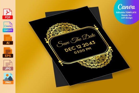Download Luxury Golden Black Mandala Wedding Card - Gold Collection