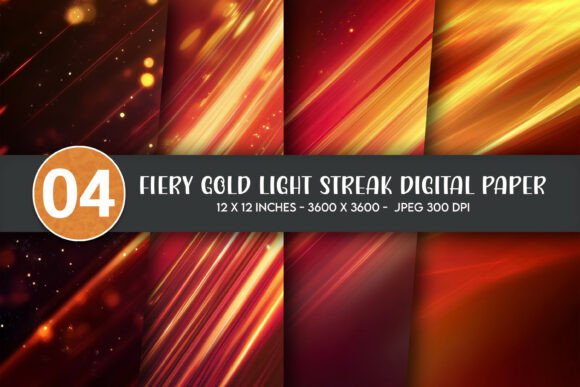 Download Fiery Gold Light Streak Digital Paper - Gold Collection