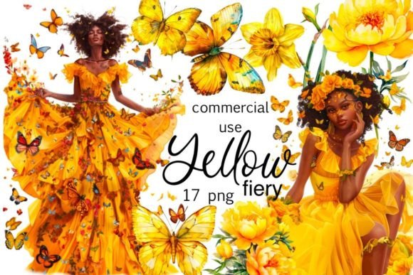 Download Yellow Fiery Black Girl Clipart, Yellow - Yellow Collection