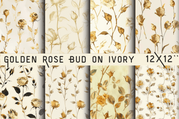 Download Golden Rose Bud on Ivory Paper - Gold Collection
