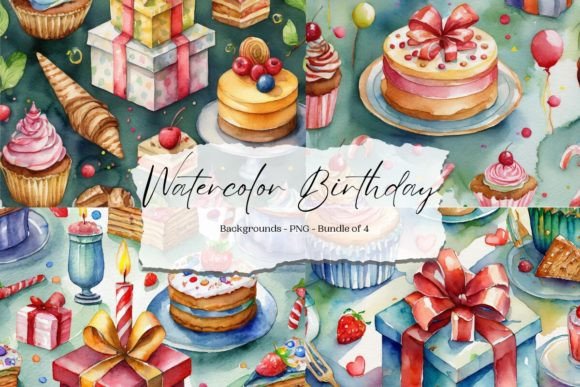 Download Watercolor Birthday Background Bundle - Birthday background Collection