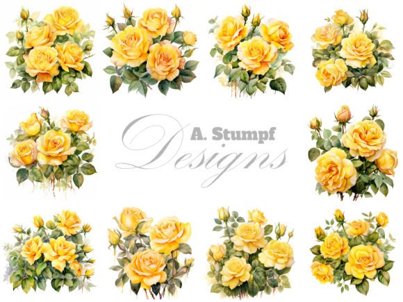Download Yellow Roses Watercolor Flowers Clipart - Premium Resources