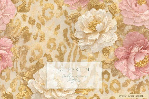 Download Pink Gold Leopard Floral Pattern Design - Gold Collection