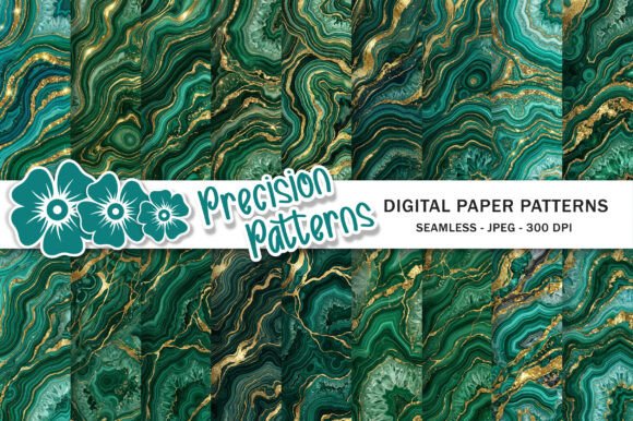Download Emerald Gold Agate Digital Paper - Gold Collection