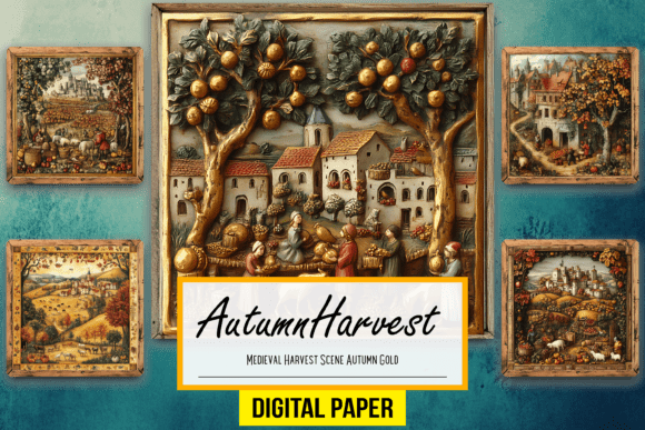 Download Medieval Harvest Scene Autumn Gold Arts - Gold Collection