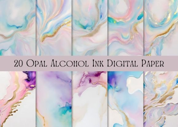 Download 20 Opal Gold Alcohol Ink Digital Paper - Gold Collection