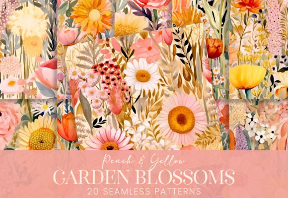 Download Peach Pink Yellow Spring Floral Patterns - Yellow Collection