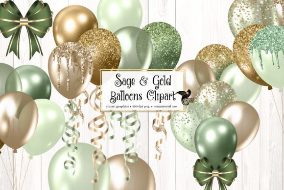 Download Sage and Gold Balloons Clipart - Gold Collection